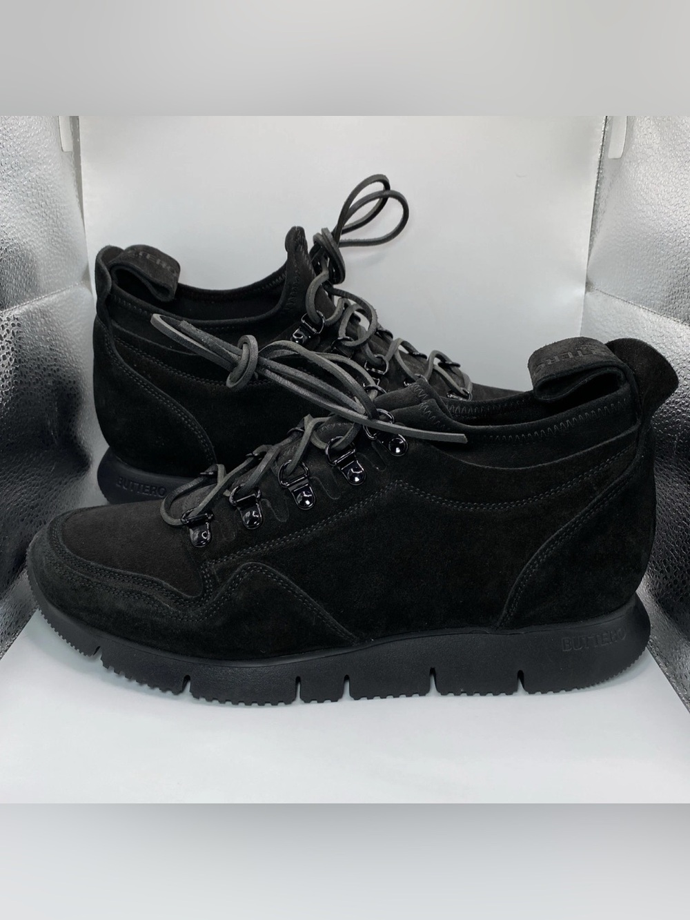 Buttero Carrera Sock Sneakers EU 41 Black Suede Vibram Italy B8010 EUC